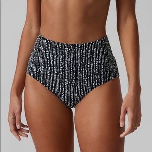 Athleta High Waist Bikini Bottom //  Rice Pearls Black